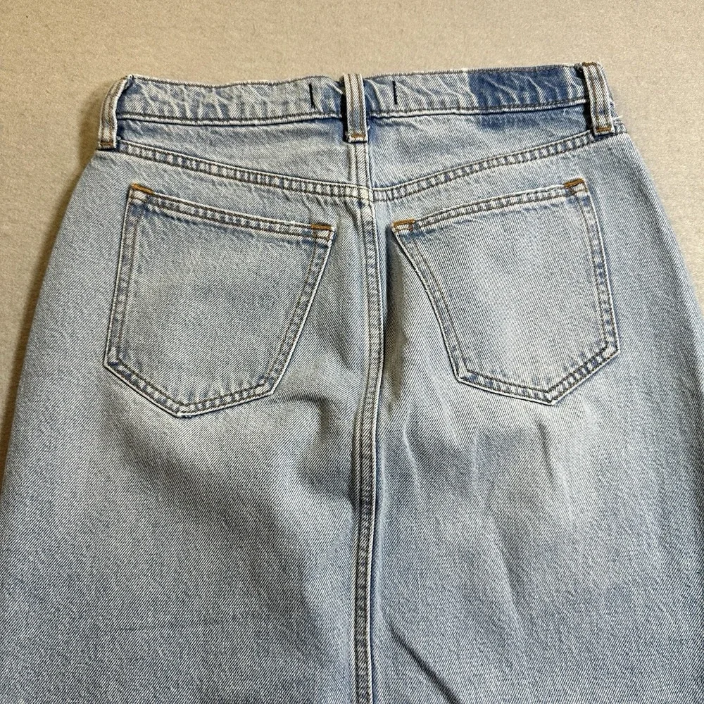 Abercrombie & Fitch High Rise Denim Skirt Womens 25 0 Light Wash Blue Front Slit